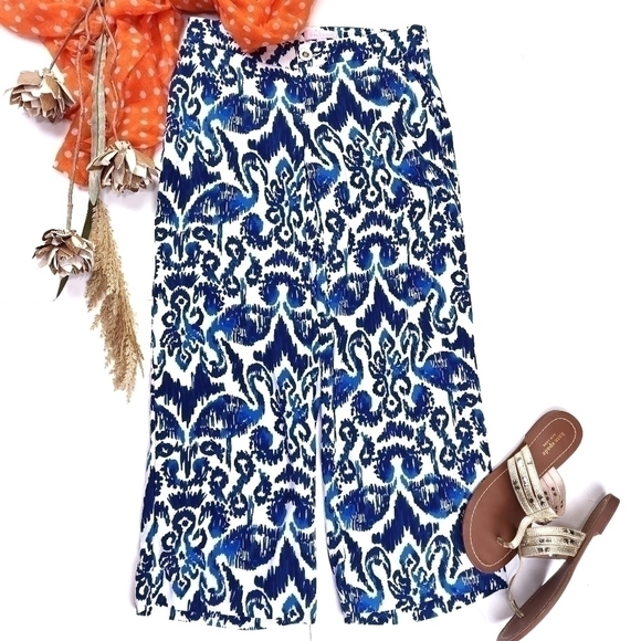 Lilly Pulitzer Blue White Black Pants Sz 0 - Picture 2 of 8